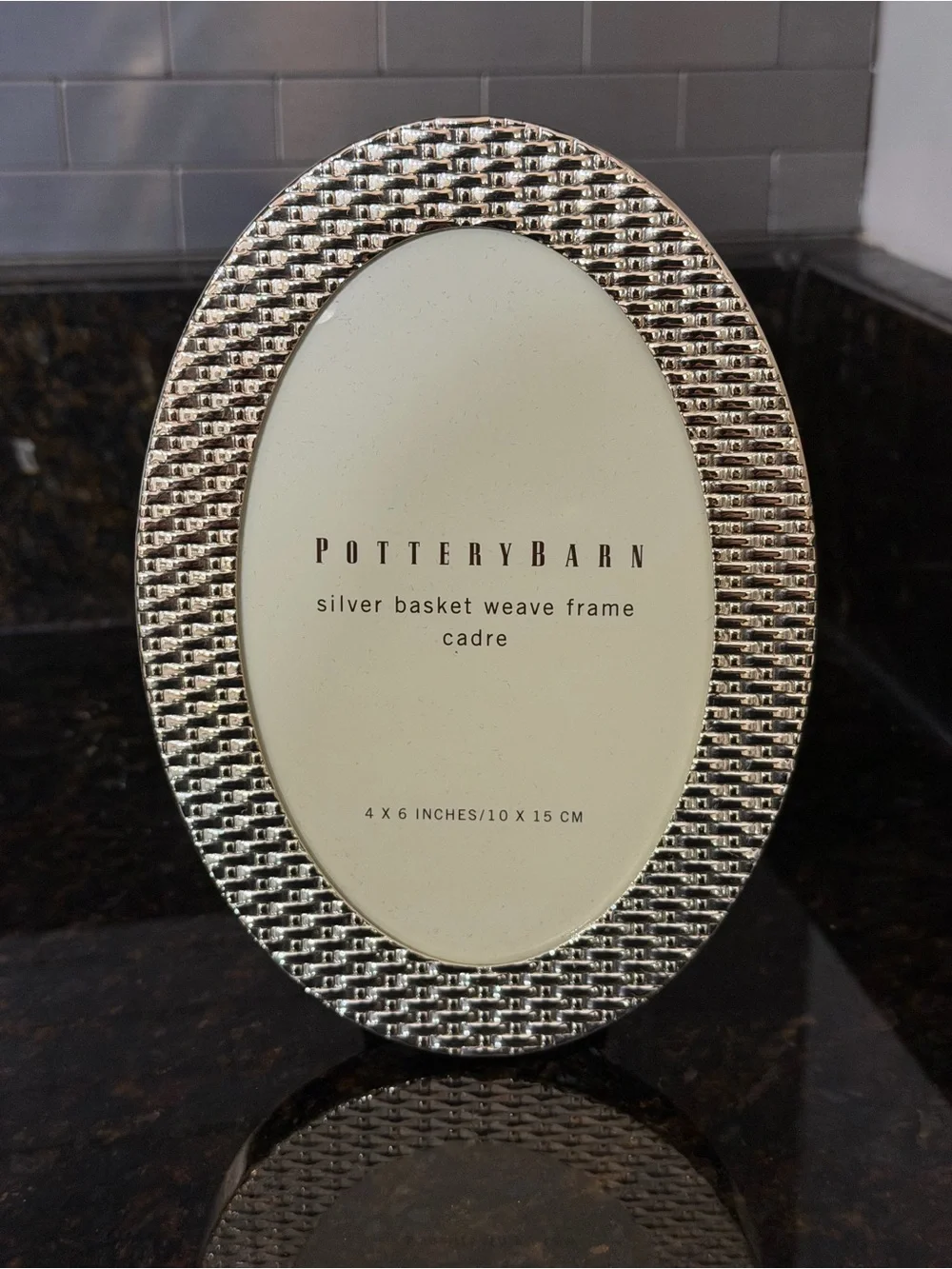 Pottery Barn Silver Basket Weave Oval Picture Frame 5x7 | Holds 4x6 Photo